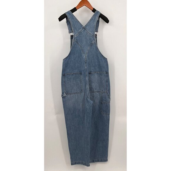 Madewell Overalls Size L Oversized Carpenter Wide Leg Blue Denim Cotton Utility - Picture 2 of 16